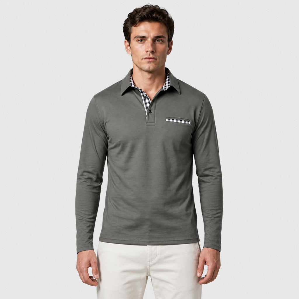 Men’s Loose Fit Cotton Polo Shirt Grey front