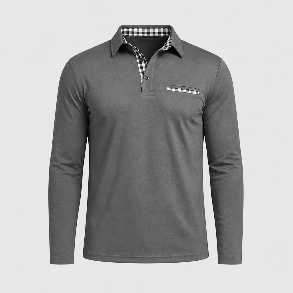 Men’s Loose Fit Cotton Polo Shirt Grey product front