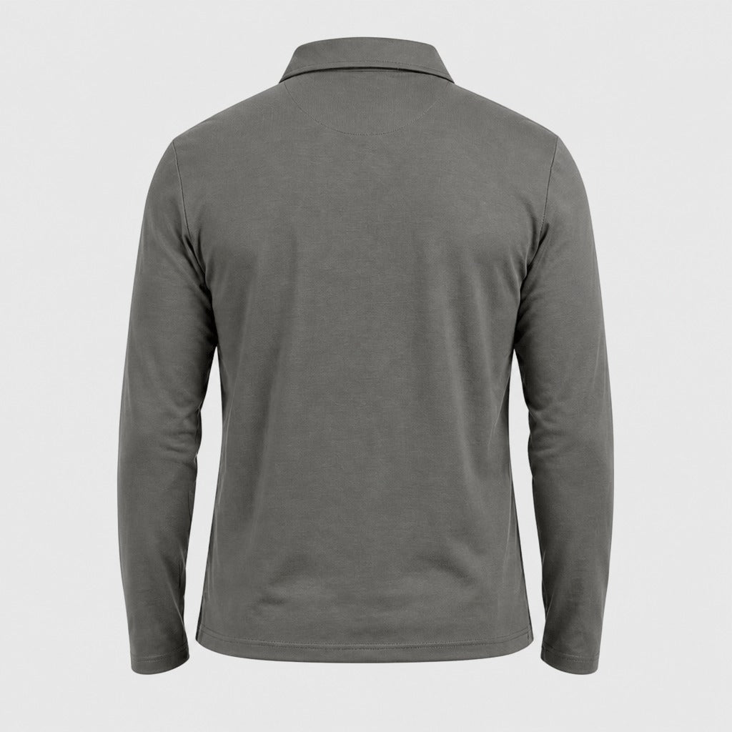 Men’s Loose Fit Cotton Polo Shirt Grey product back