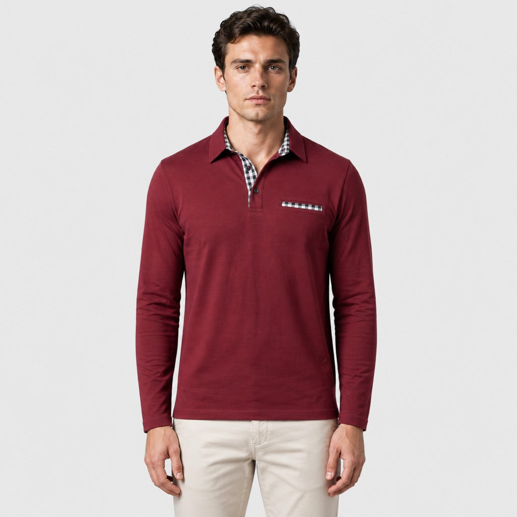 Men’s Loose Fit Cotton Polo Shirt Burgundy