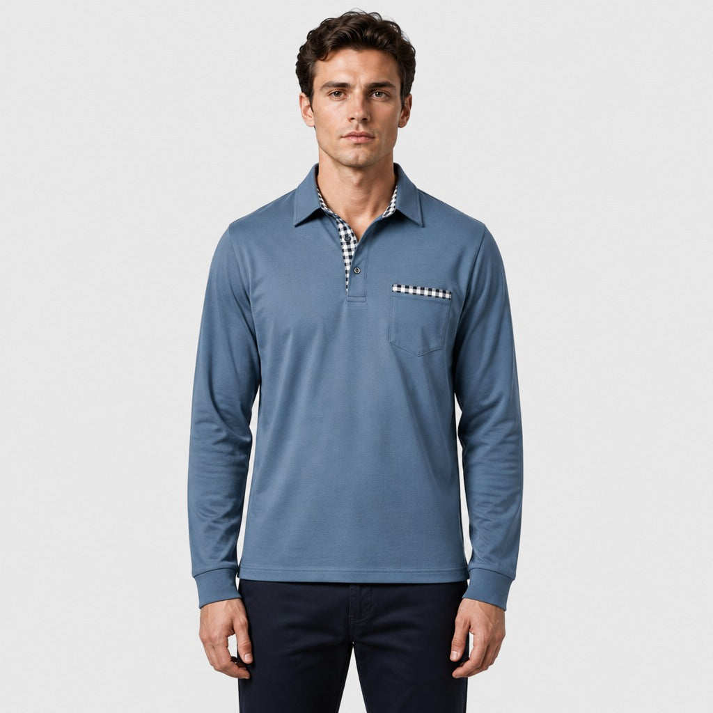 Men’s Loose Fit Cotton Polo Shirt Light Blue