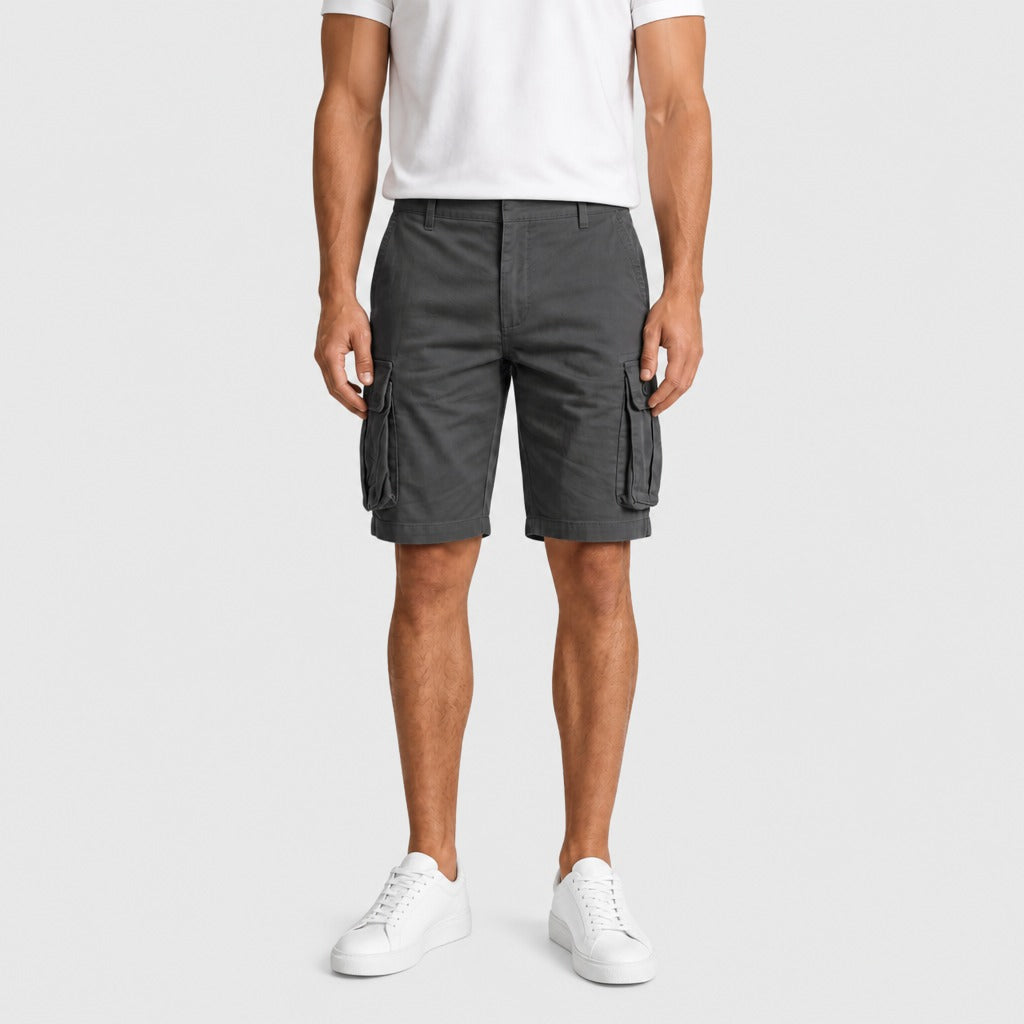 Men’s Loose Fit Cotton Safari Shorts Dark Grey front