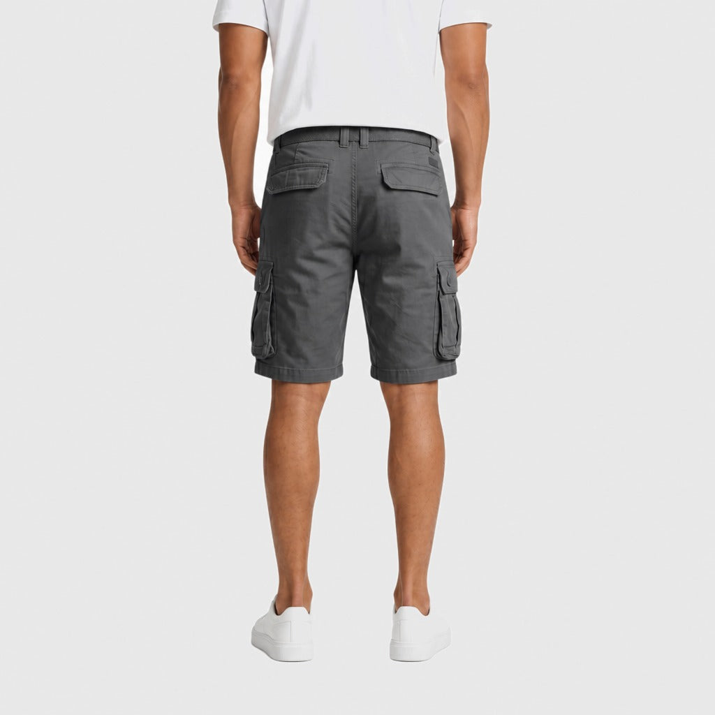Men’s Loose Fit Cotton Safari Shorts Dark Grey back