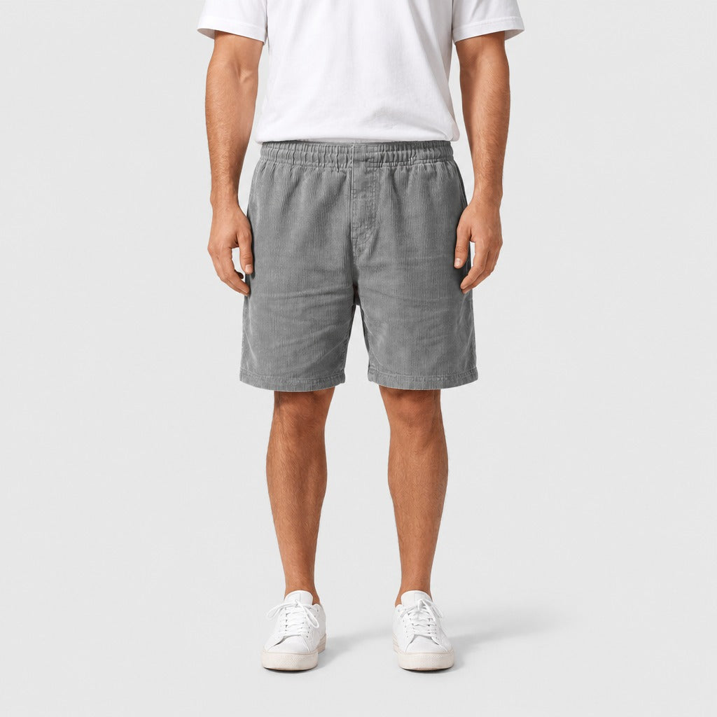 Men’s Loose Fit Elastic Waist Shorts Grey front