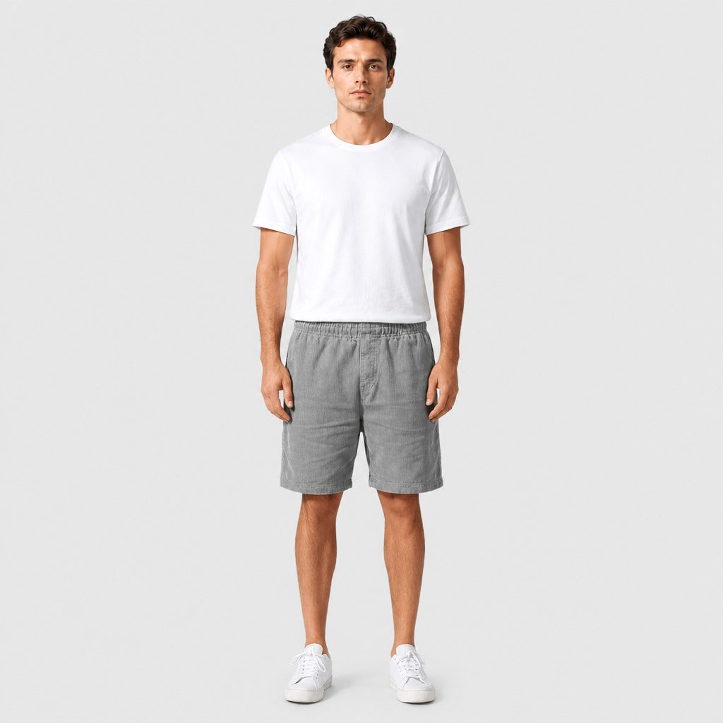 Men’s Loose Fit Elastic Waist Shorts Grey full length