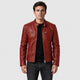 Men’s Loose Fit Leather and Suede Jacket Red front