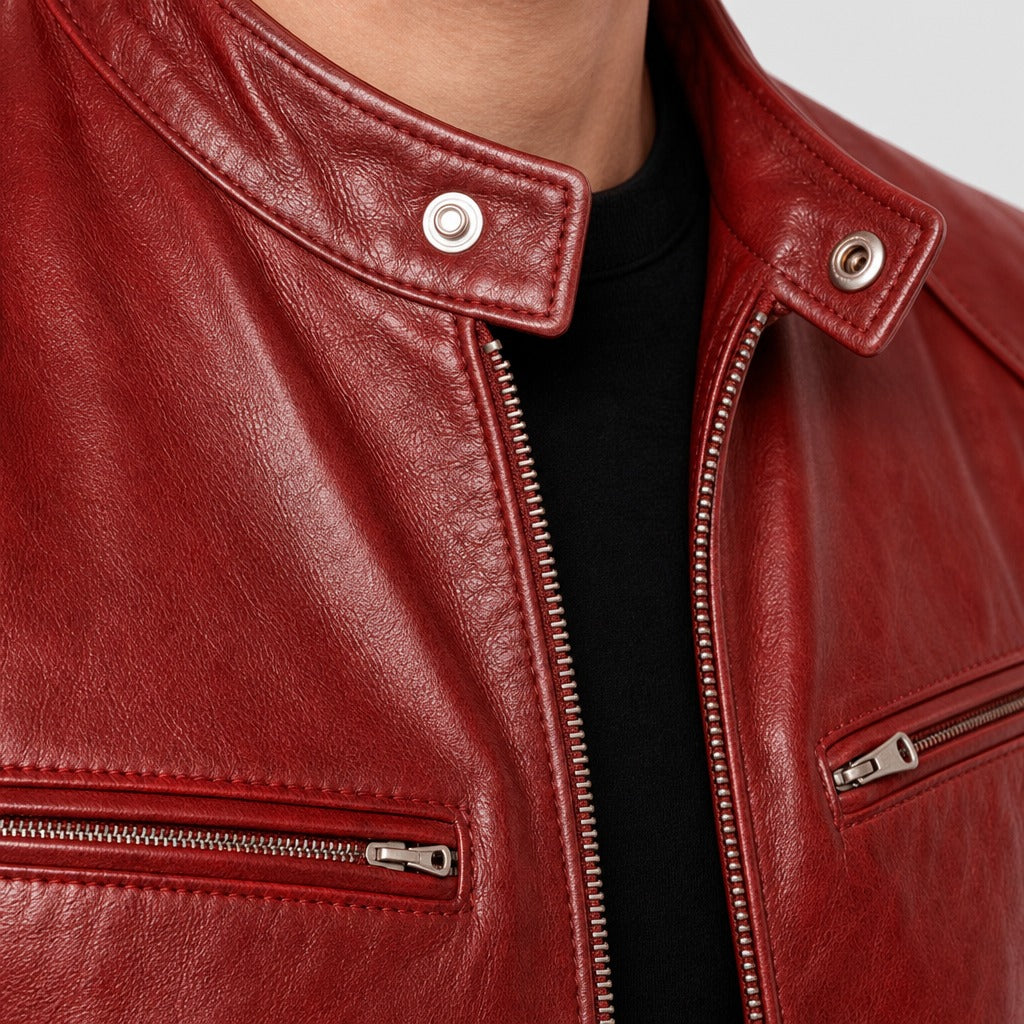Men’s Loose Fit Leather and Suede Jacket detail