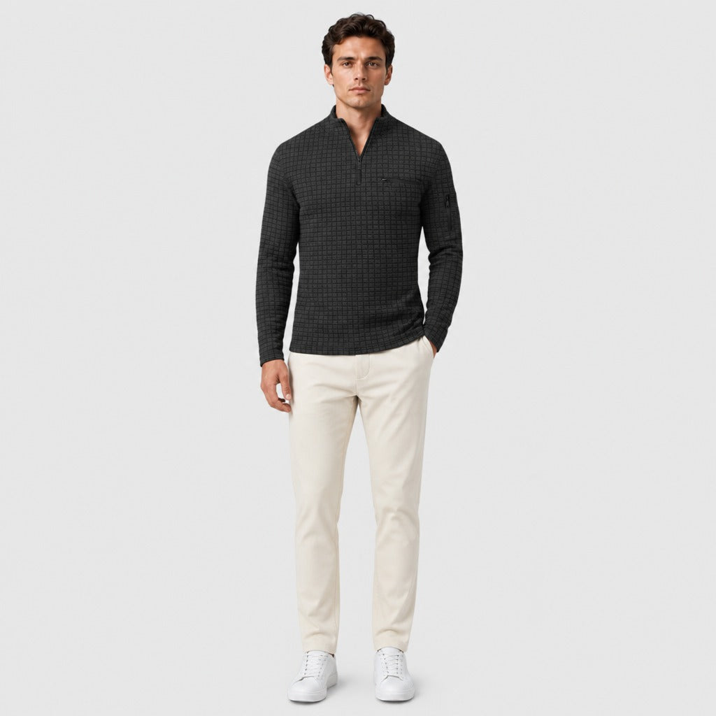 Men’s Loose Fit Solid Polo Shirt Black full length