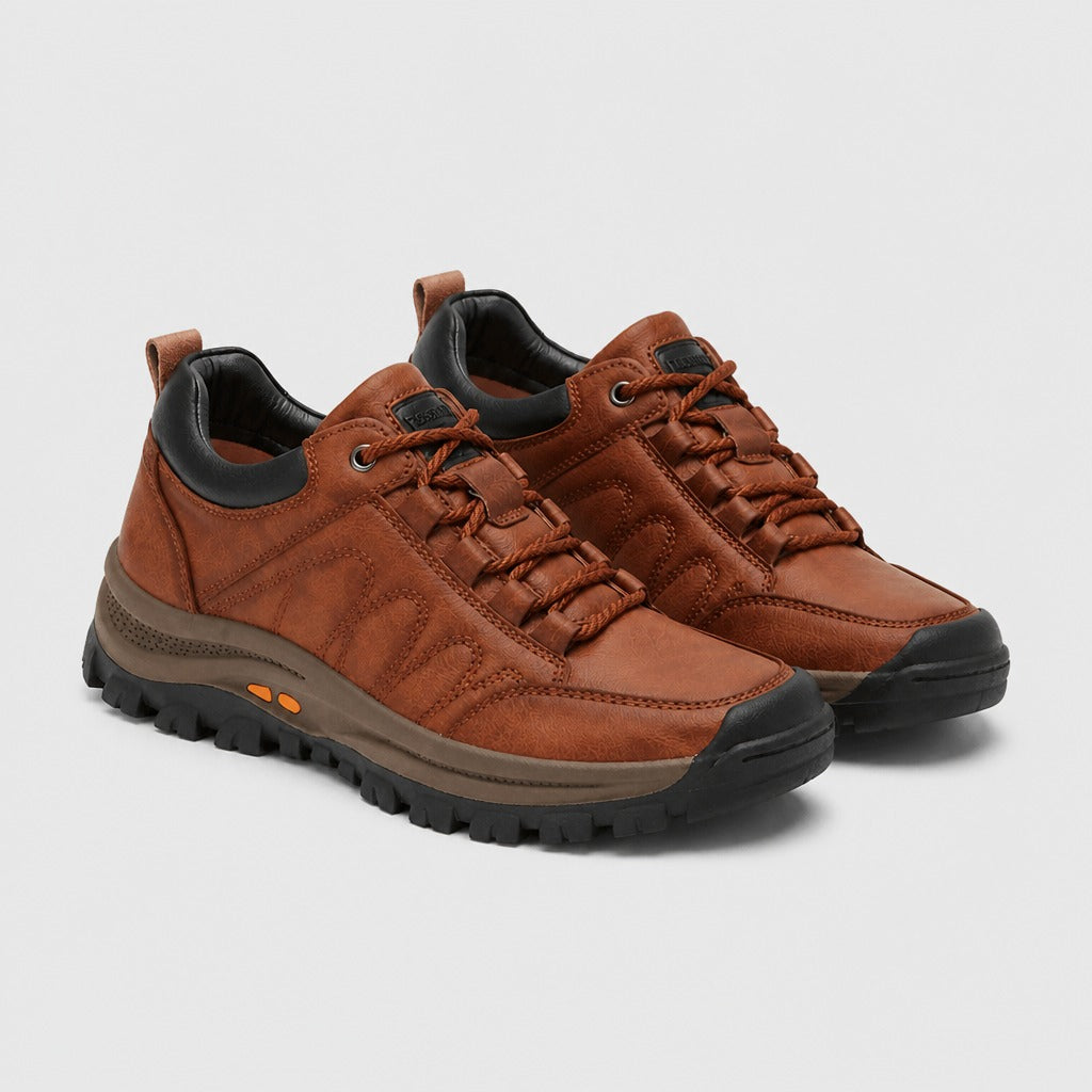 Men’s Low Heel Synthetic Leather Lace-Up Shoes Brown