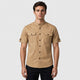 Men’s Mandarin Collar Cotton Shirt Khaki front