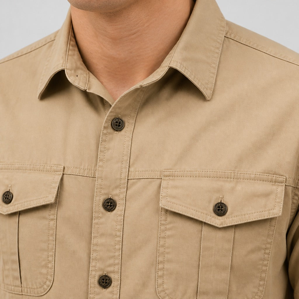 Men’s Mandarin Collar Cotton Shirt detail