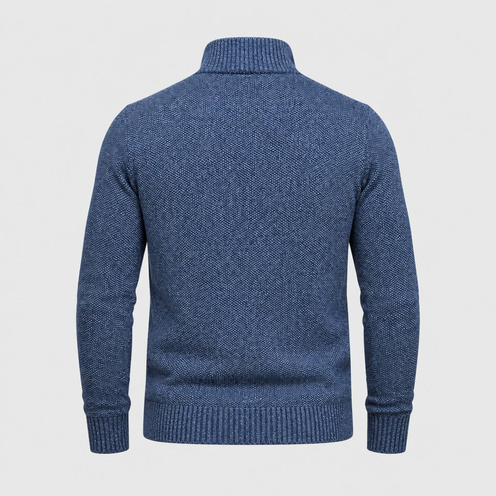 Men’s Mandarin Collar Zip-Up Jacket Blue product back