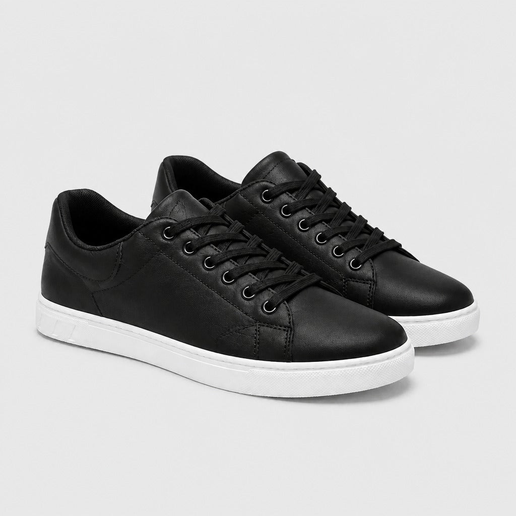 Men’s Microfibre Lace-Up Walking Shoes Black pair