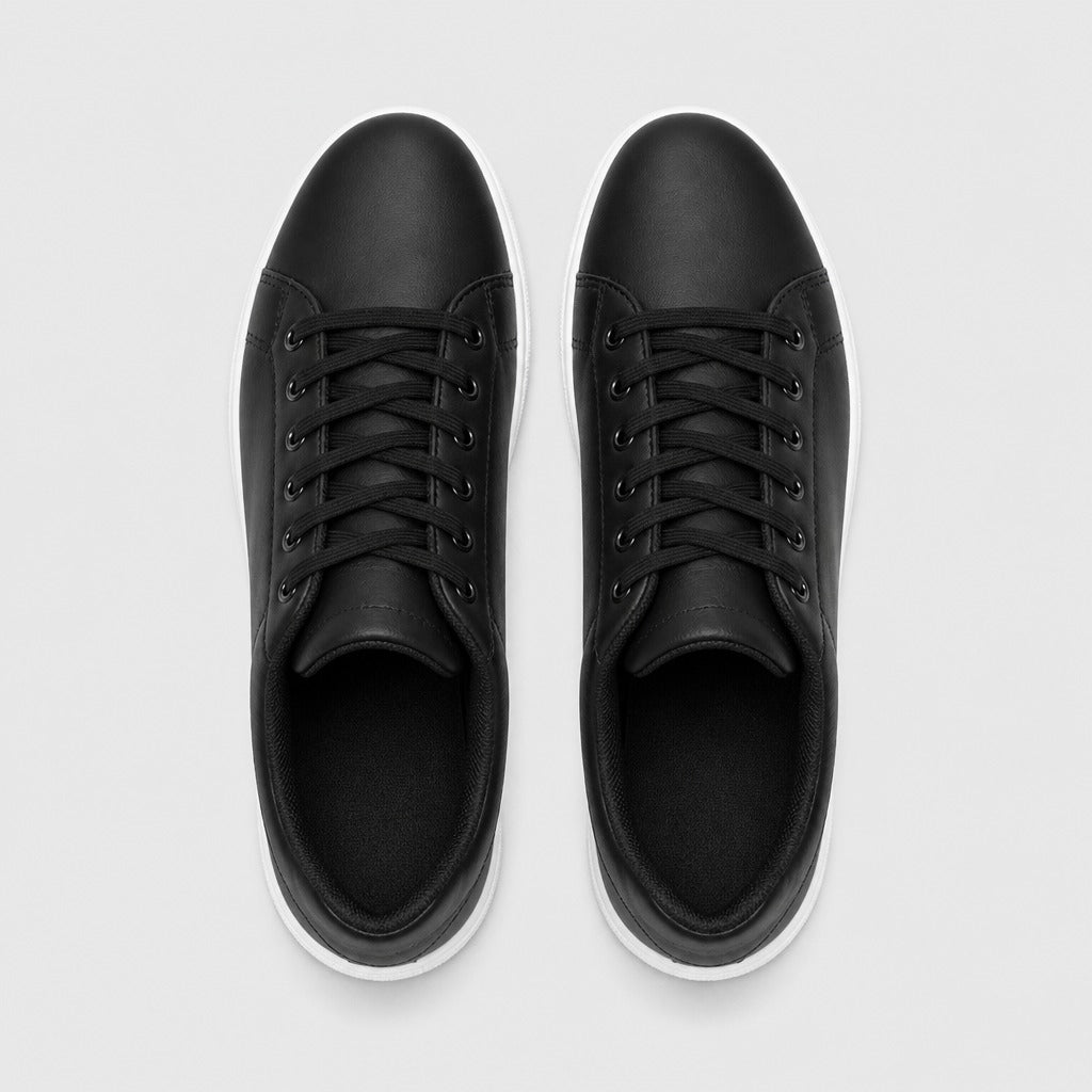 Men’s Microfibre Lace-Up Walking Shoes Black top view