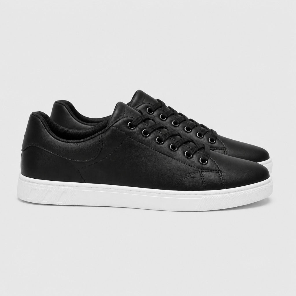 Men’s Microfibre Lace-Up Walking Shoes Black side view