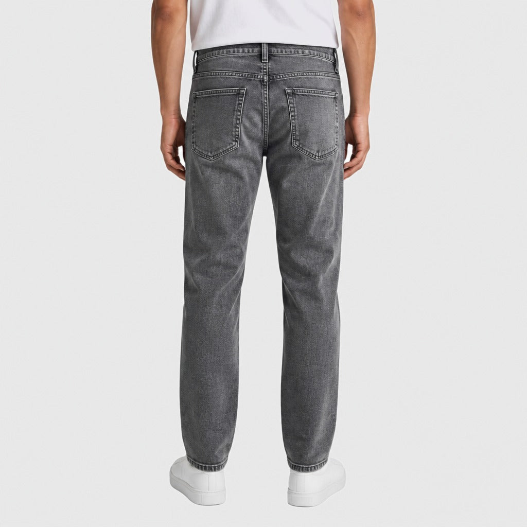 Men’s Mid-High Rise Straight Leg Stretch Jeans Black back