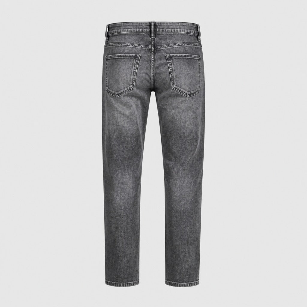 Men’s Mid-High Rise Straight Leg Stretch Jeans Black product back