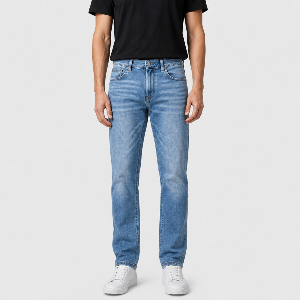 Men’s Mid-High Rise Straight Leg Stretch Jeans Light Blue