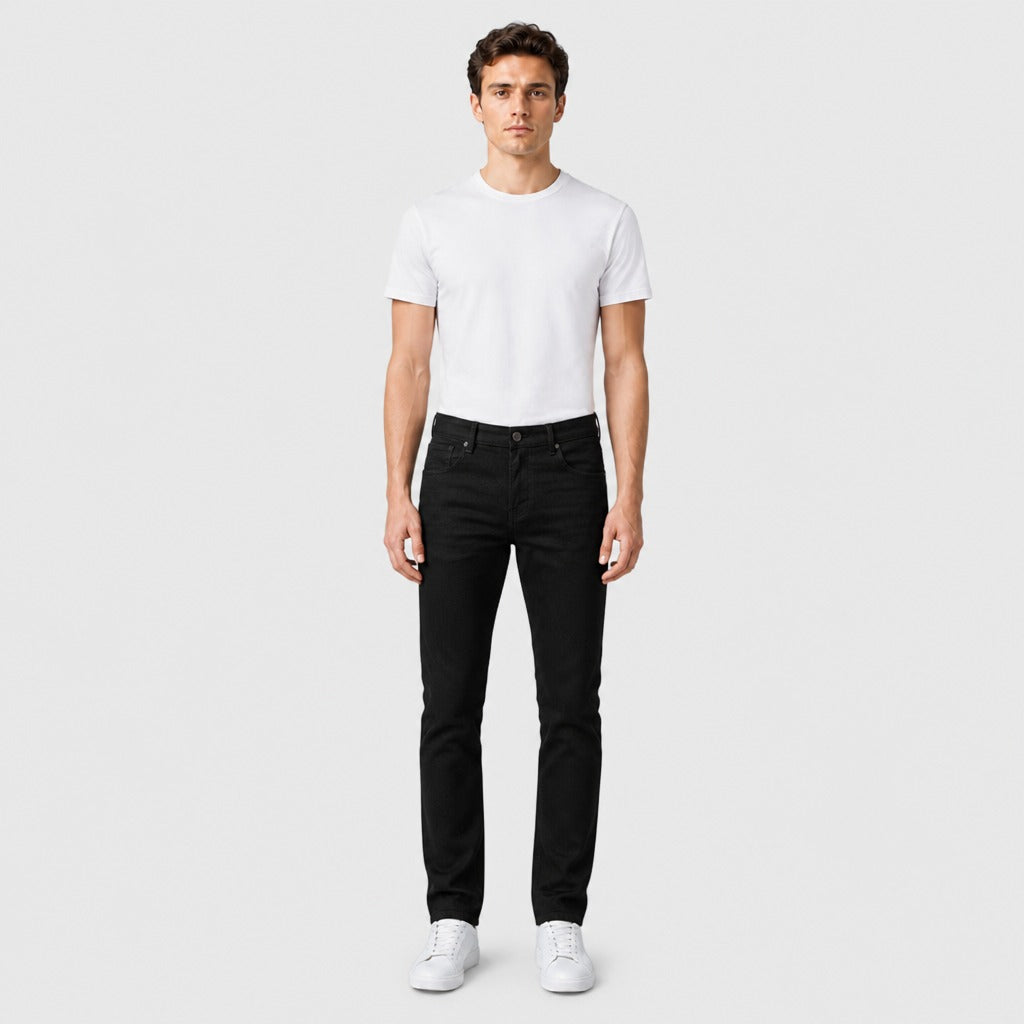 Men’s Mid-Rise Button Fly Straight Jeans Black full length