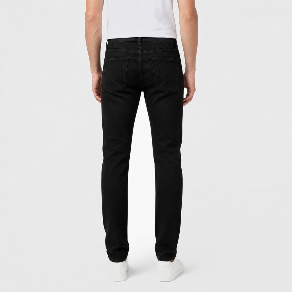 Men’s Mid-Rise Button Fly Straight Jeans Black back