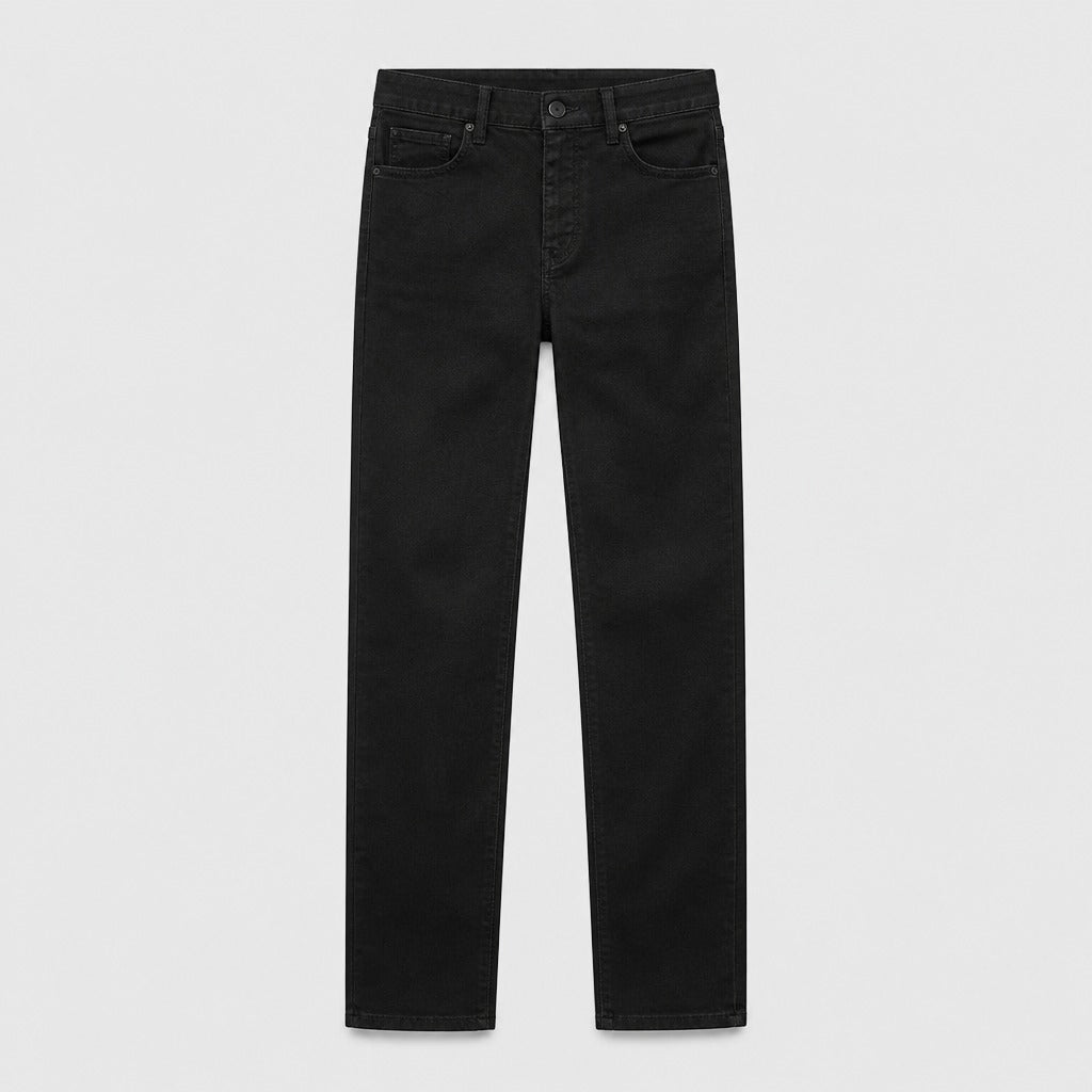 Men’s Mid-Rise Button Fly Straight Jeans Black product front