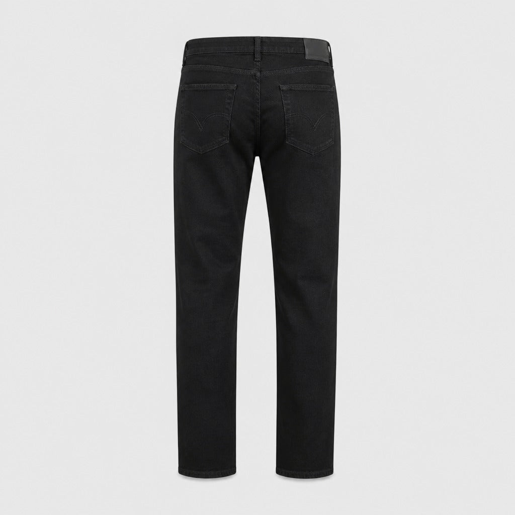 Men’s Mid-Rise Button Fly Straight Jeans Black product back
