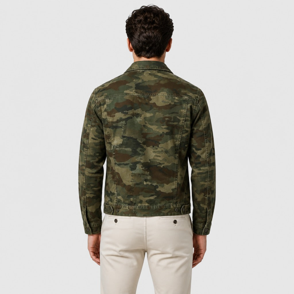 Men’s Military Camouflage Cotton Shirt Army Green back