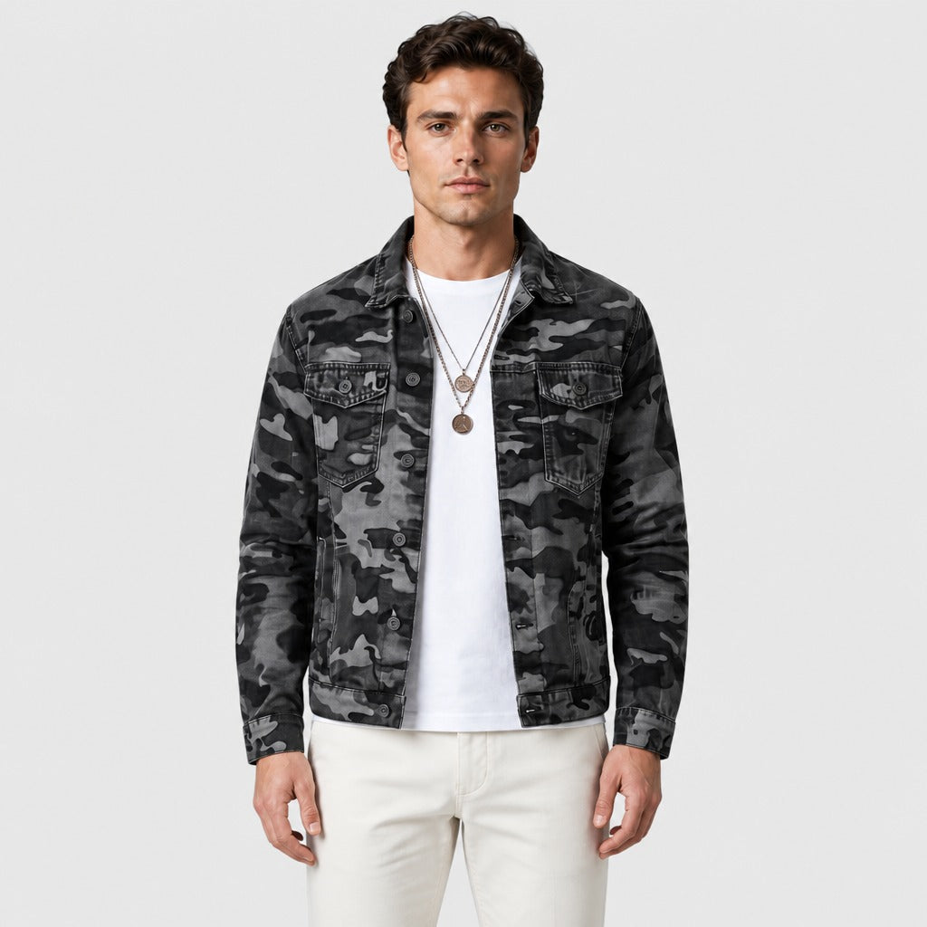 Men’s Military Camouflage Cotton Shirt Grey
