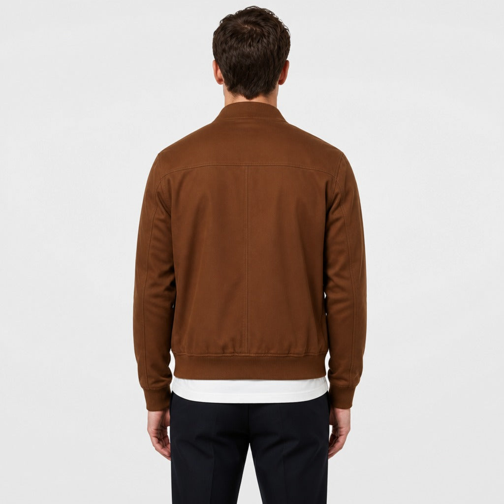 Men’s Nylon Button Jacket with Cotton Lining Brown back