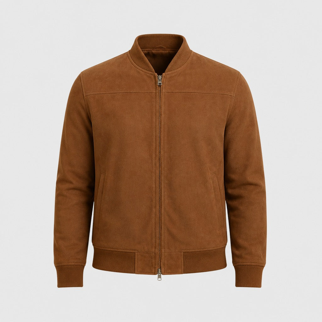 Men’s Nylon Button Jacket with Cotton Lining Brown product front