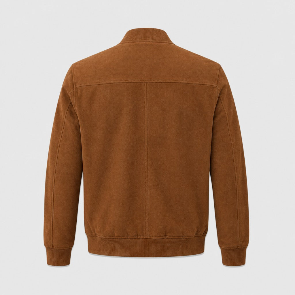 Men’s Nylon Button Jacket with Cotton Lining Brown product back