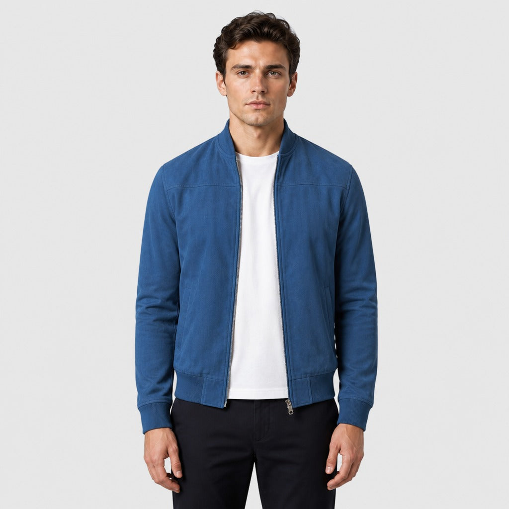 Men’s Nylon Button Jacket with Cotton Lining Blue