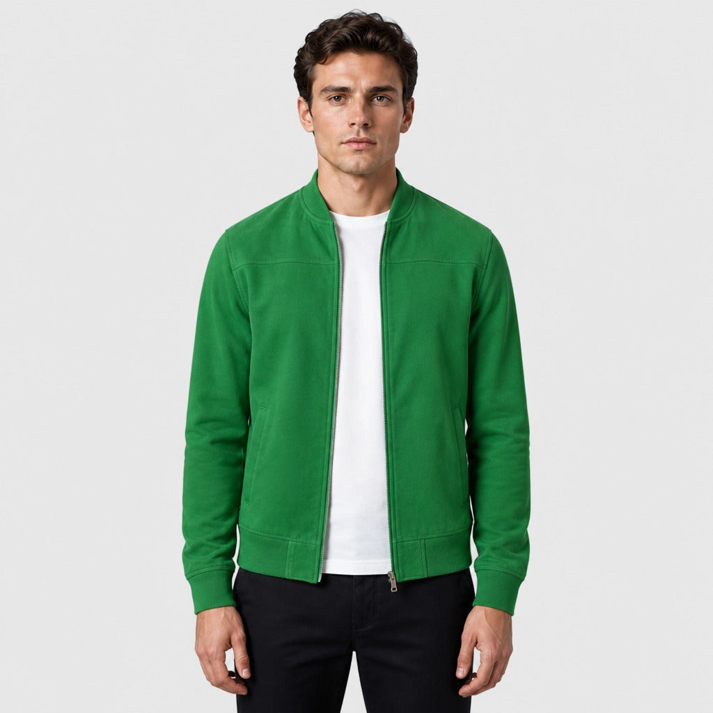 Men’s Nylon Button Jacket with Cotton Lining Green