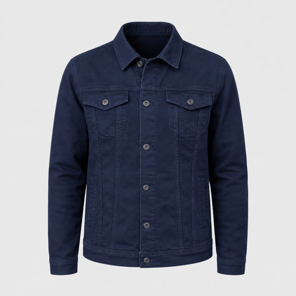 Men’s Oversized Cotton Denim Jacket Dark Blue product front