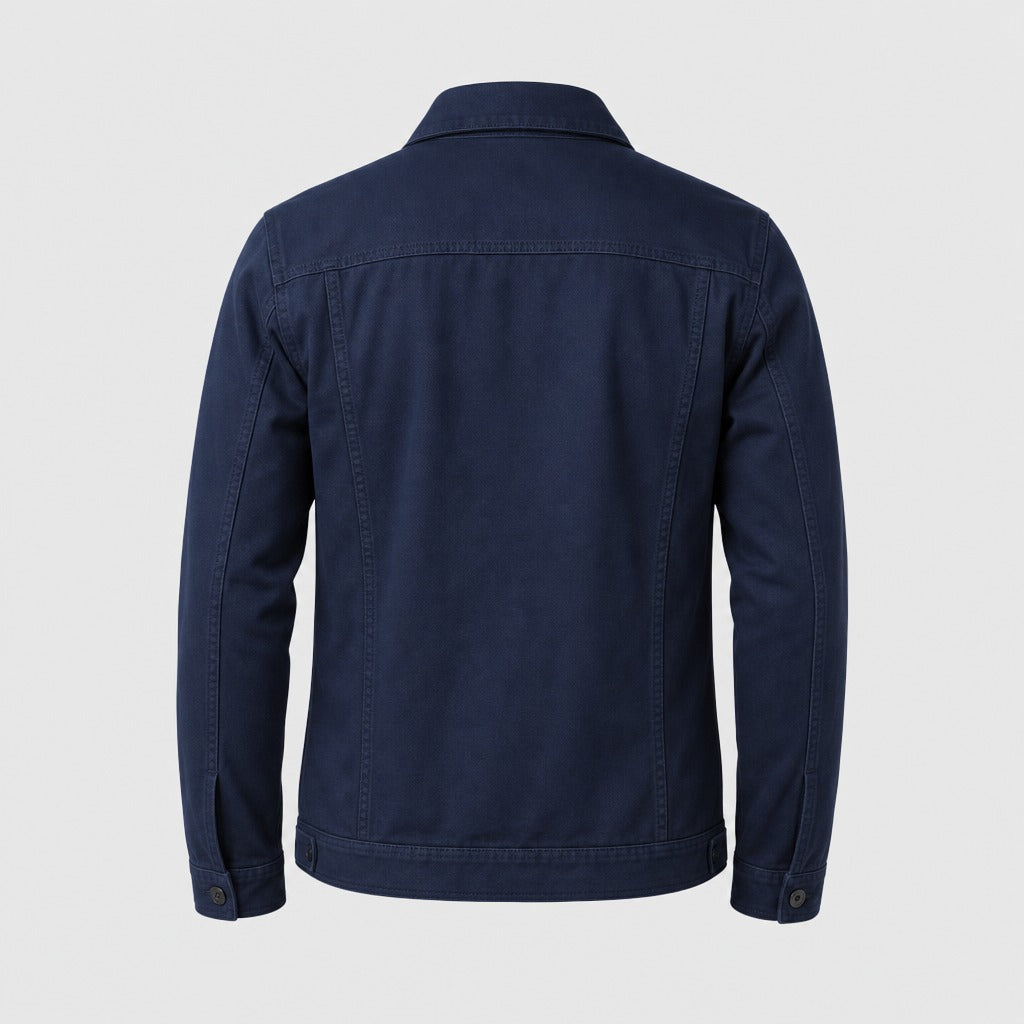 Men’s Oversized Cotton Denim Jacket Dark Blue product back