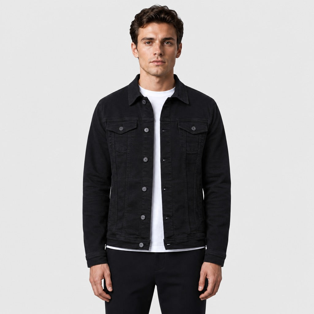Men’s Oversized Cotton Denim Jacket Black