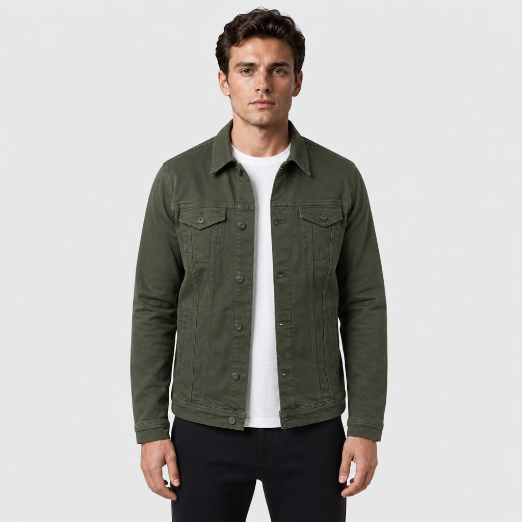 Men’s Oversized Cotton Denim Jacket Green