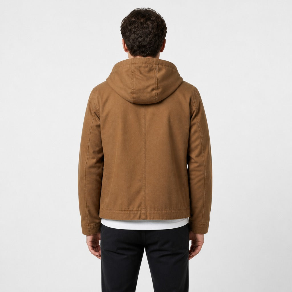 Men’s Oversized Hooded Zip Jacket Brown back