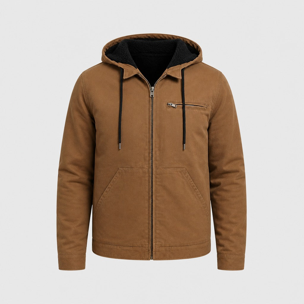 Men’s Oversized Hooded Zip Jacket Brown product front