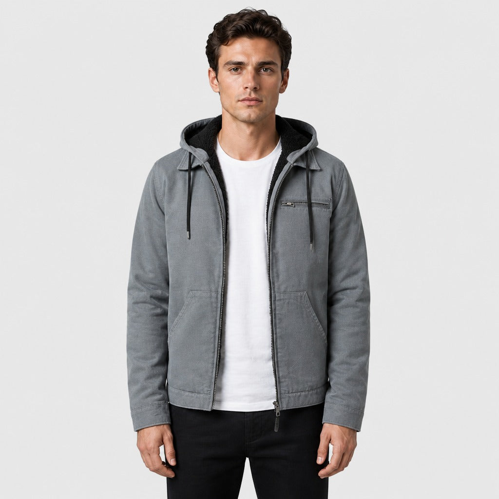 Men’s Oversized Hooded Zip Jacket Grey