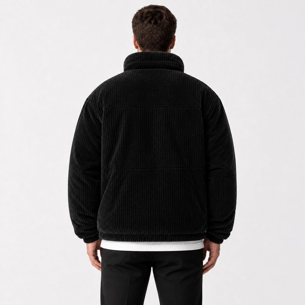 Men’s Padded Zip-Up Jacket with Collar Black back