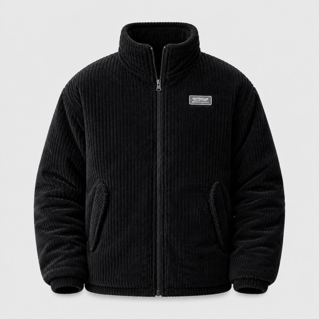 Men’s Padded Zip-Up Jacket with Collar Black product front