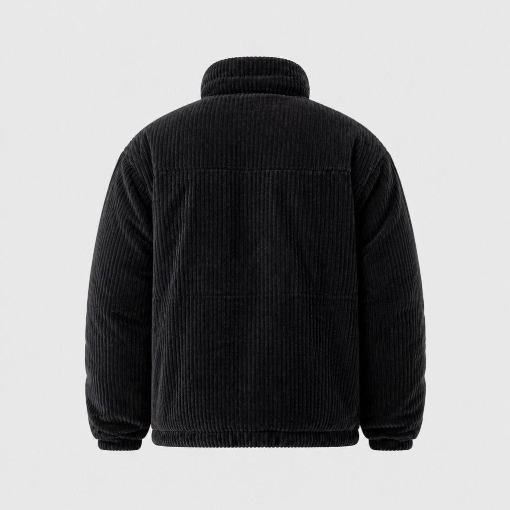 Men’s Padded Zip-Up Jacket with Collar Black product back