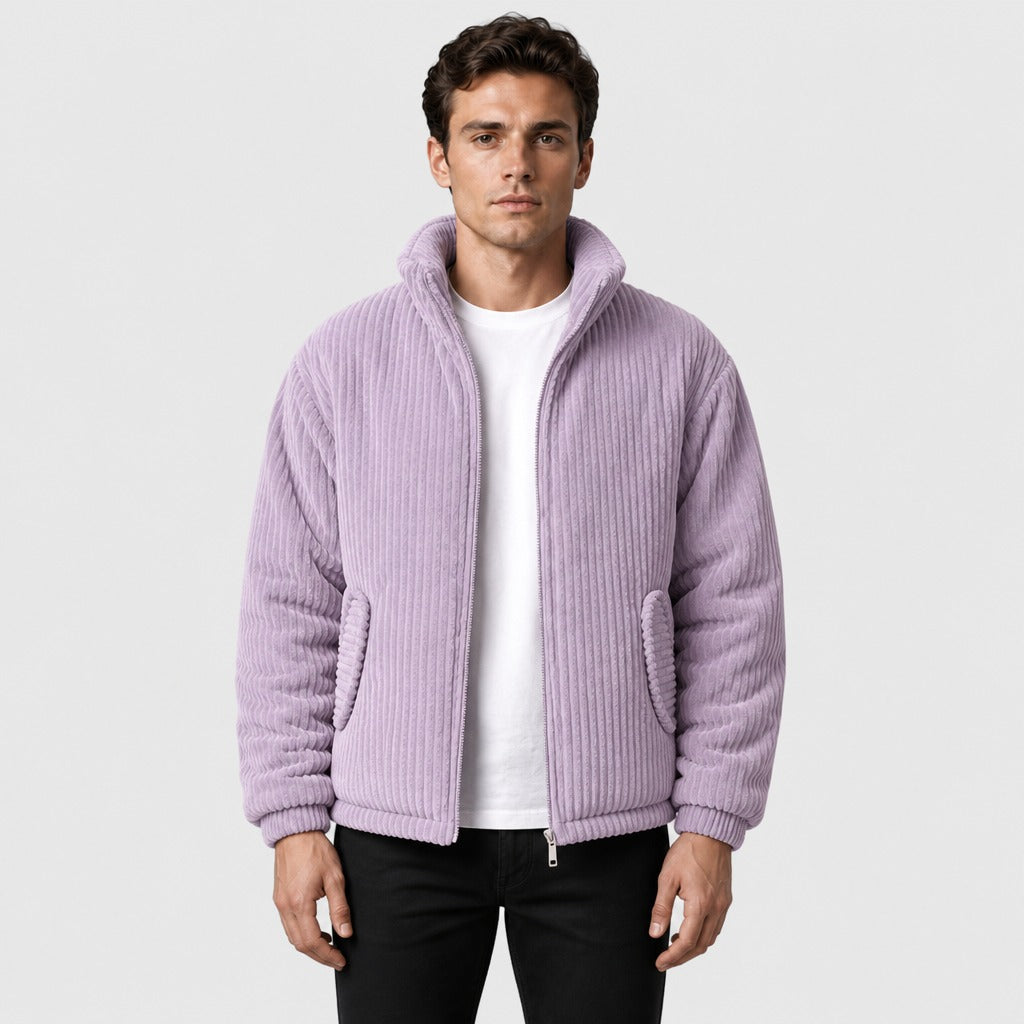 Men’s Padded Zip-Up Jacket with Collar Violet