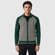 Men’s Patchwork Square Collar Zip Cardigan Green front