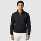 Men’s Patchwork Stand Collar Sweatshirt Black front
