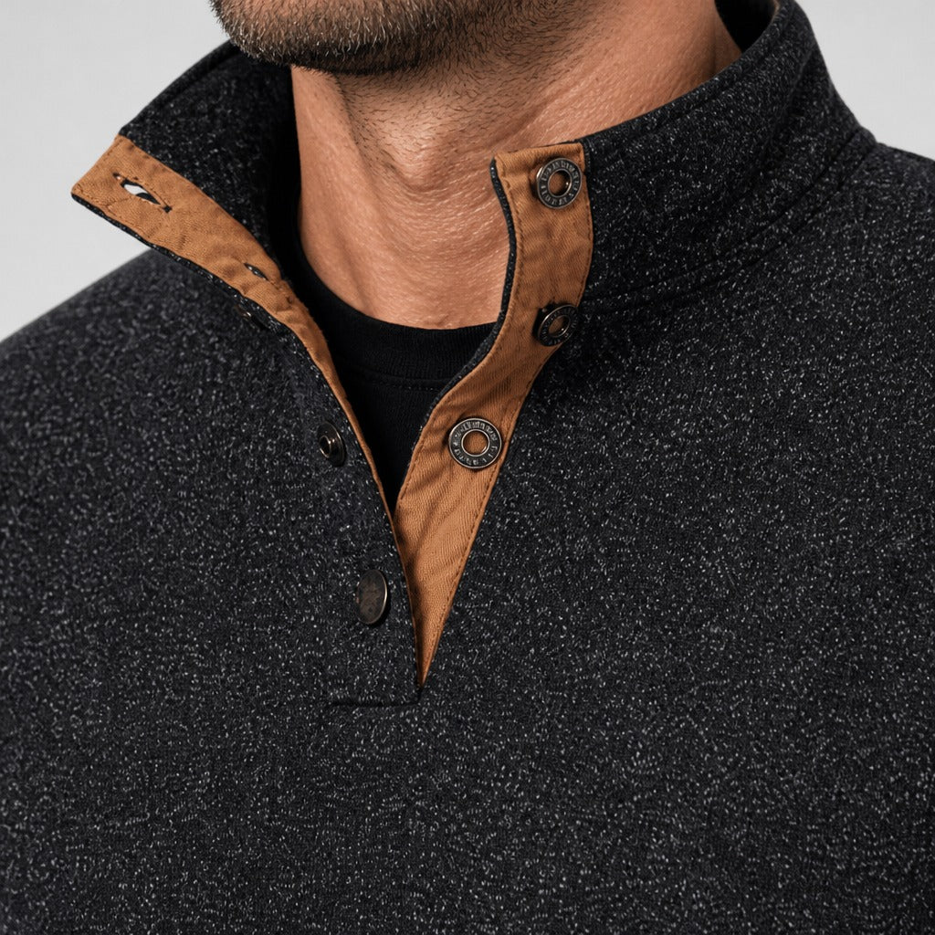 Men’s Patchwork Stand Collar Sweatshirt detail