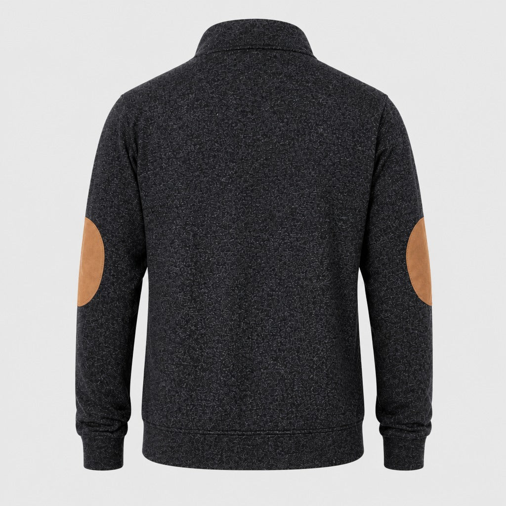 Men’s Patchwork Stand Collar Sweatshirt Black product back