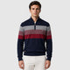 Men’s Patchwork Zip-Up Knit Jumper Navy Blue front