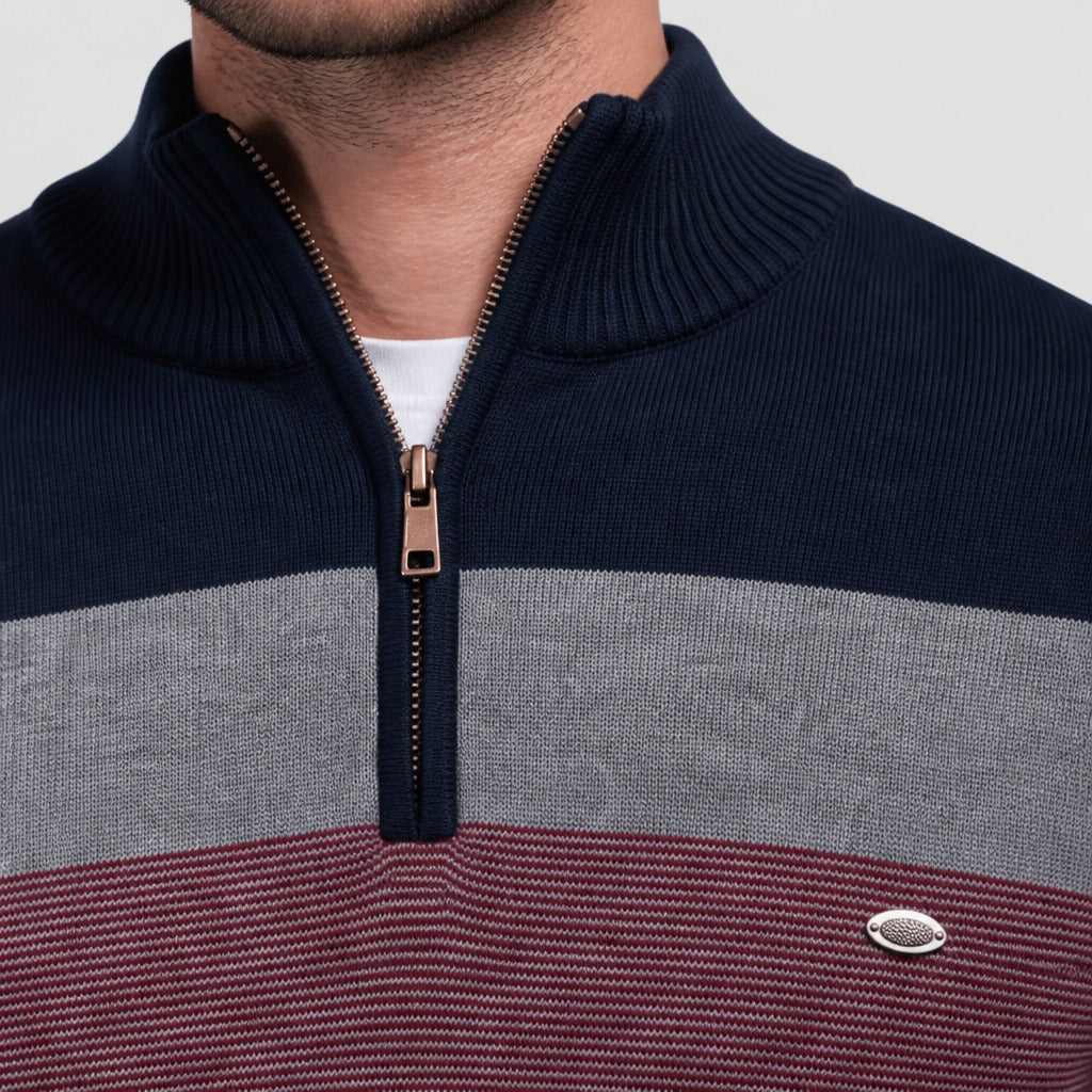Men’s Patchwork Zip-Up Knit Jumper detail